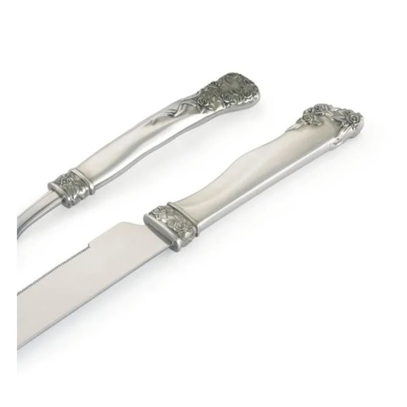 NIB Royal Selangor Roses & Ribbons Pewter Cake Serveware Set - Picture 2 of 11